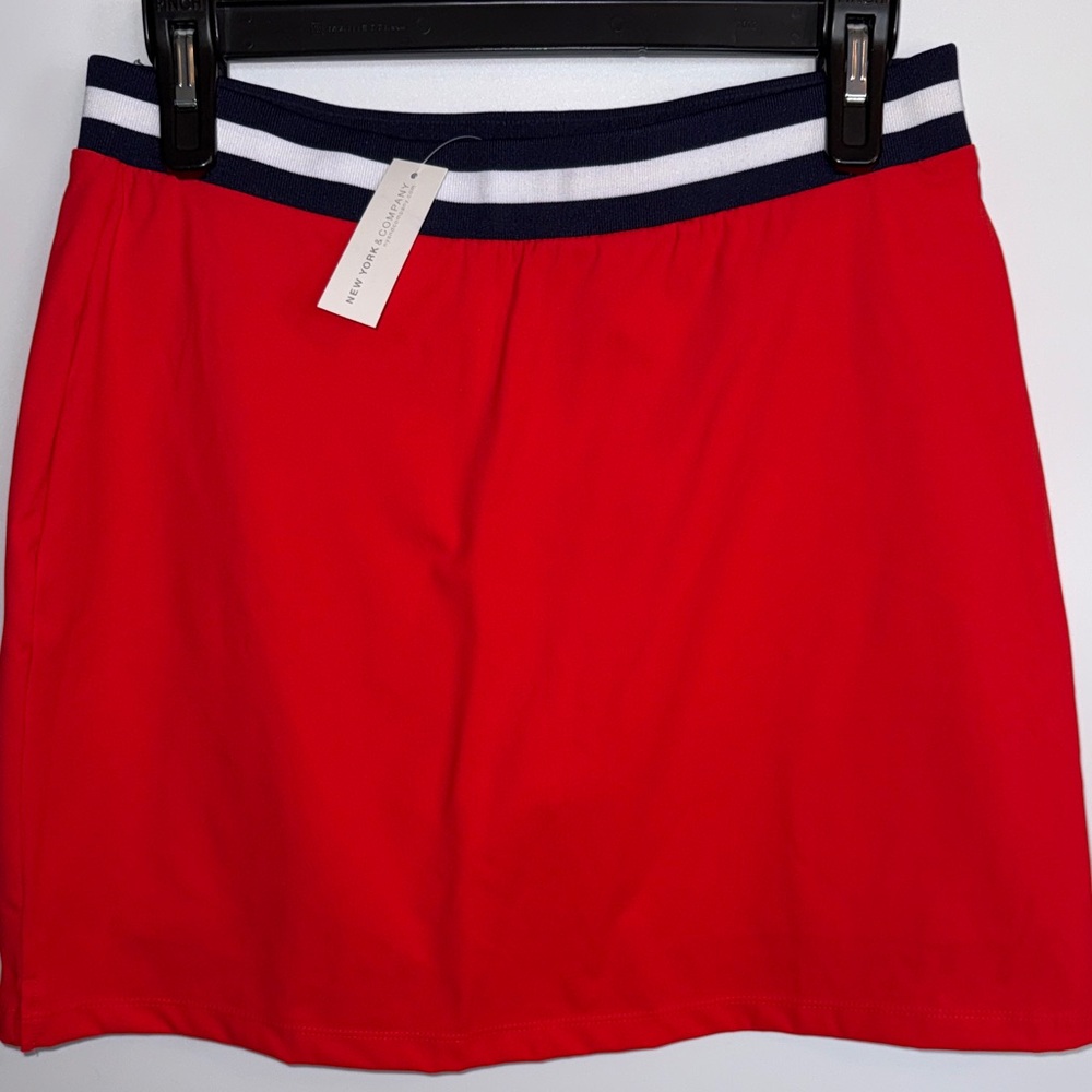 Red White and Blue Women's Skort with Striped Waistband
